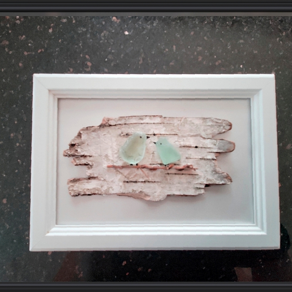 Sea Glass Birds on Birch